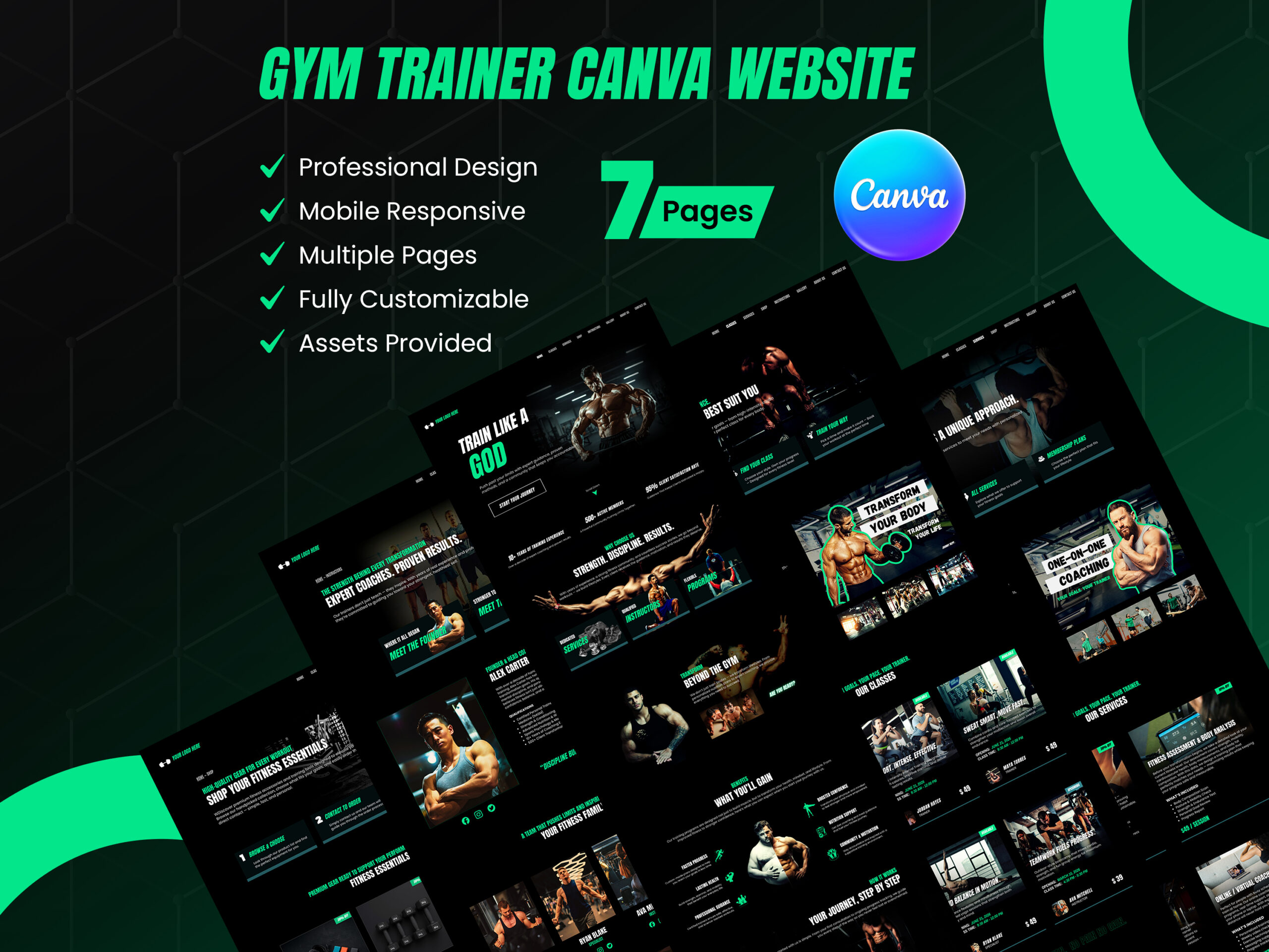 gym trainer canva website